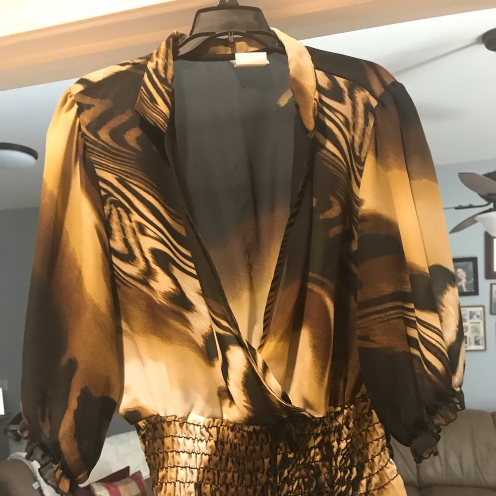 Brown animal print top
